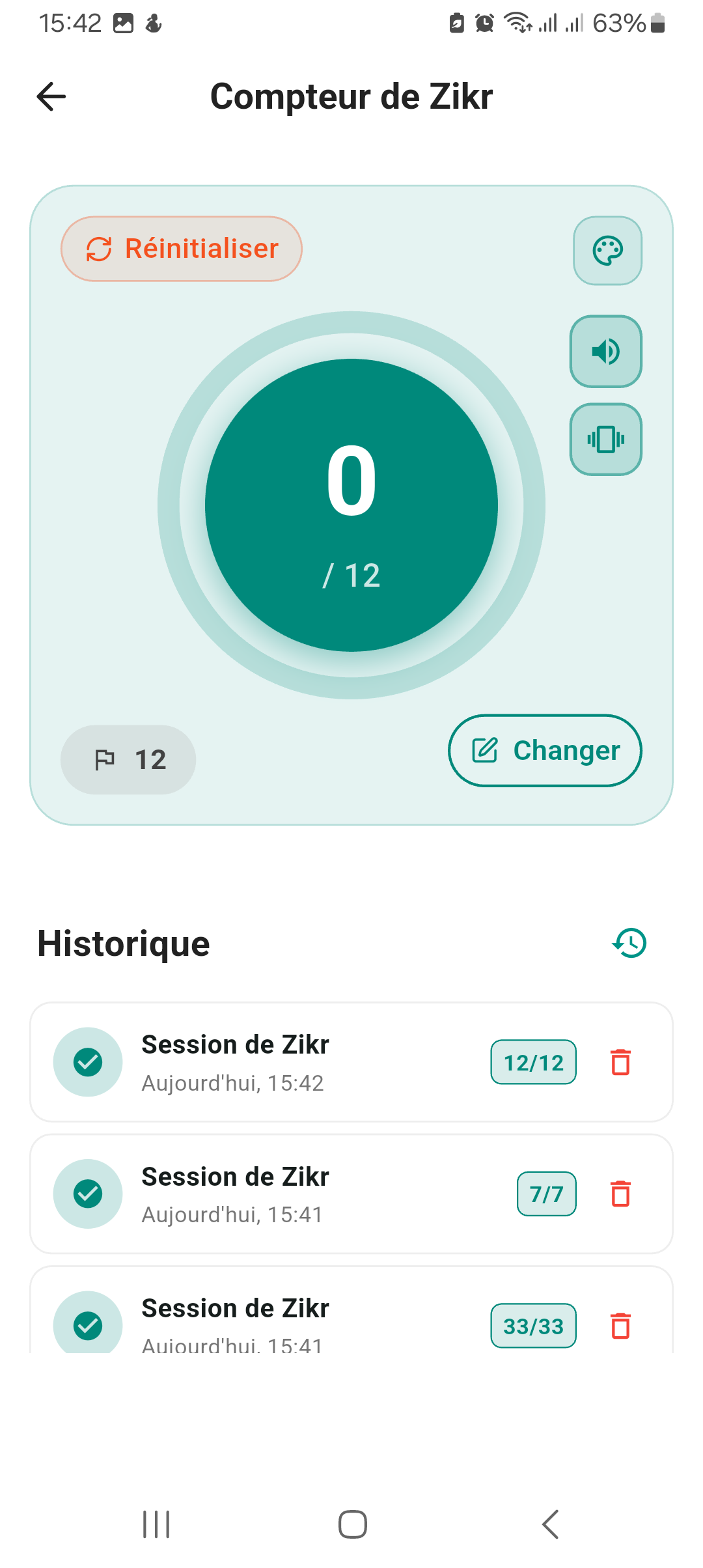 Compteur de dhikr (zikr) numérique dans Daradji