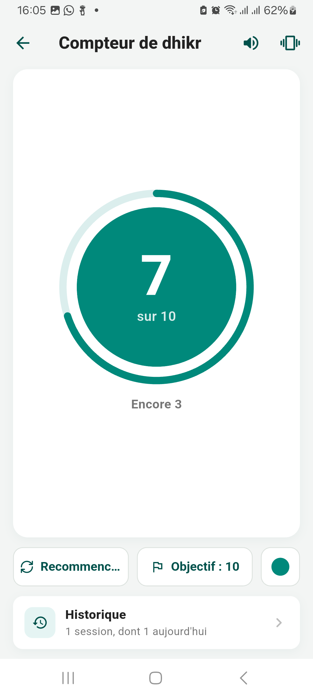 Compteur de dhikr dans Daradji